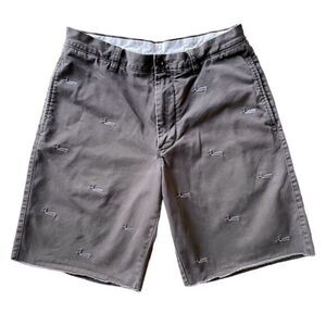 J Crew Dark Gray Distressed Signature Whale Embroidered Shorts Men’s Size 31 W